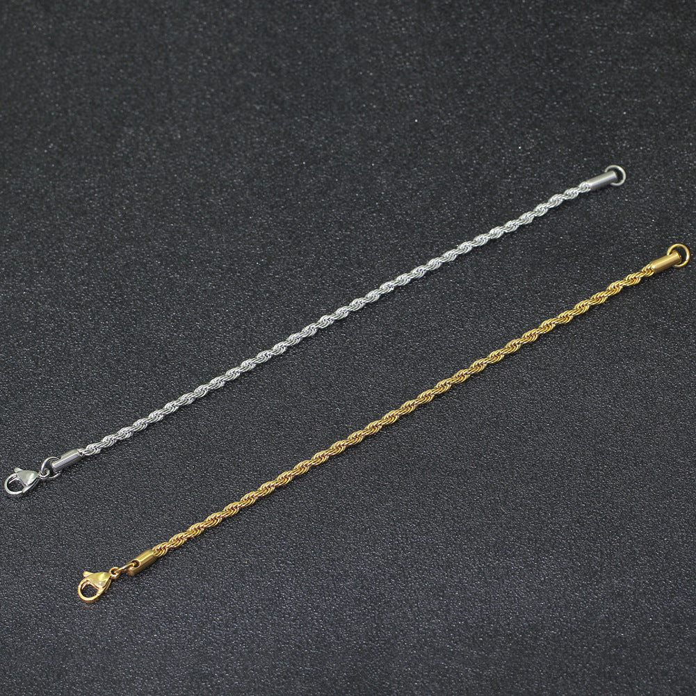 3mm 14K Gold Rope Bracelet